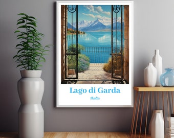 Lago di Garda Poster, Gardasee, Italy Art, Gardasee traditioneller Reisedruck, Gardasee Print, Gardasee Poster, Italy Print, Christmas Gift