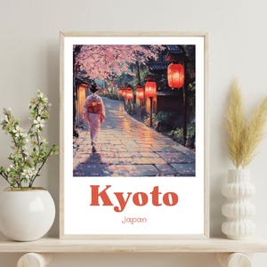 Kyoto Japan Poster, Kyoto Traditional Travel Print, Kyoto Wall Art, Vintage Kyoto Japan Art Print, Wedding Gift, Christmas Gift,Spring Kyoto