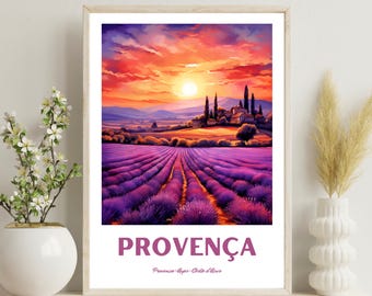 Provence Poster, Provence traditional travel print - France, Provence poster, France travel art, Lavender Field art, French art,Wedding Gift