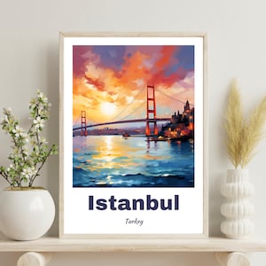 Istanbul Poster, Istanbul Travel Poster, Istanbul Print, Istanbul Art Poster, Turkey Art Print, Wedding Gift, Birthday Gift,Bosphorus Bridge