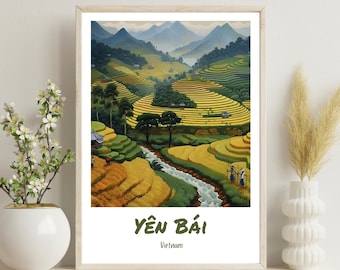ベトナムの田んぼの油絵 - 東南アジアの風景画（8x10） - Etsy 日本