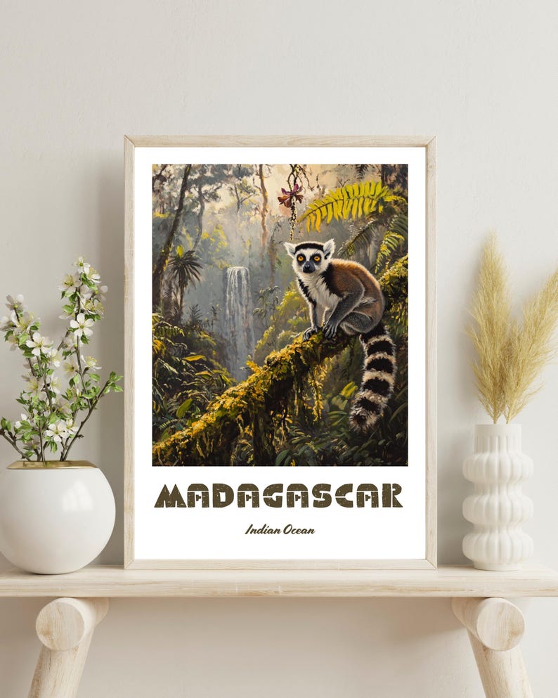 Madagascar Poster, Madagascar Travel Print, Madagascar Art, Lemur Print ...