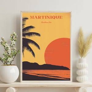 Poster Martinica, Stampa di viaggio Martinica, Stampa di viaggio Caraibi, Arredamento per la casa Caraibi, Arte Francia, Souvenir di viaggio, Arte di viaggio Francia