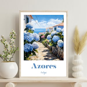 Póster de Azores Portugal, póster de Azores, impresión de viaje de Azores, impresión de Azores Portugal, impresión de viaje de Portugal, arte de pared, regalo de Navidad, regalo de boda