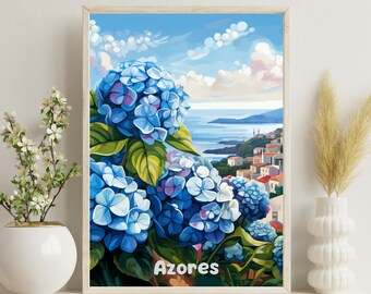 Azores Portugal Poster, Azores Poster, Azores Travel Print, Azores Portugal Print,Portugal Travel Print Wall Art,Christmas Gift,Wedding Gift