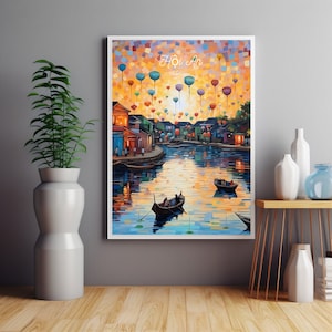 Hoi An Poster, Vietnam print, Hoi An Print,  Hoi An artwork,  Hoi An Gift Art, Wall Art For Vietnam Love, Vietnam Lanterns, Christmas Gift