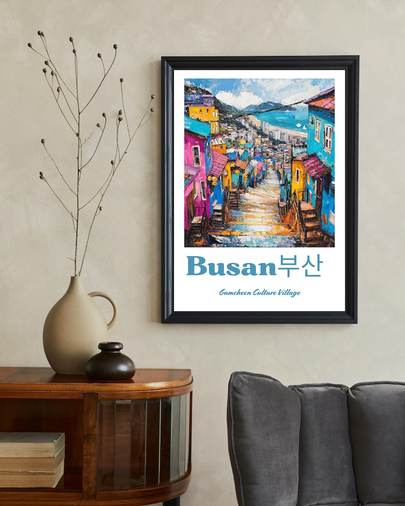 Busan Poster, Busan Travel Print, South Korea Travel Gift, Gamcheon ...
