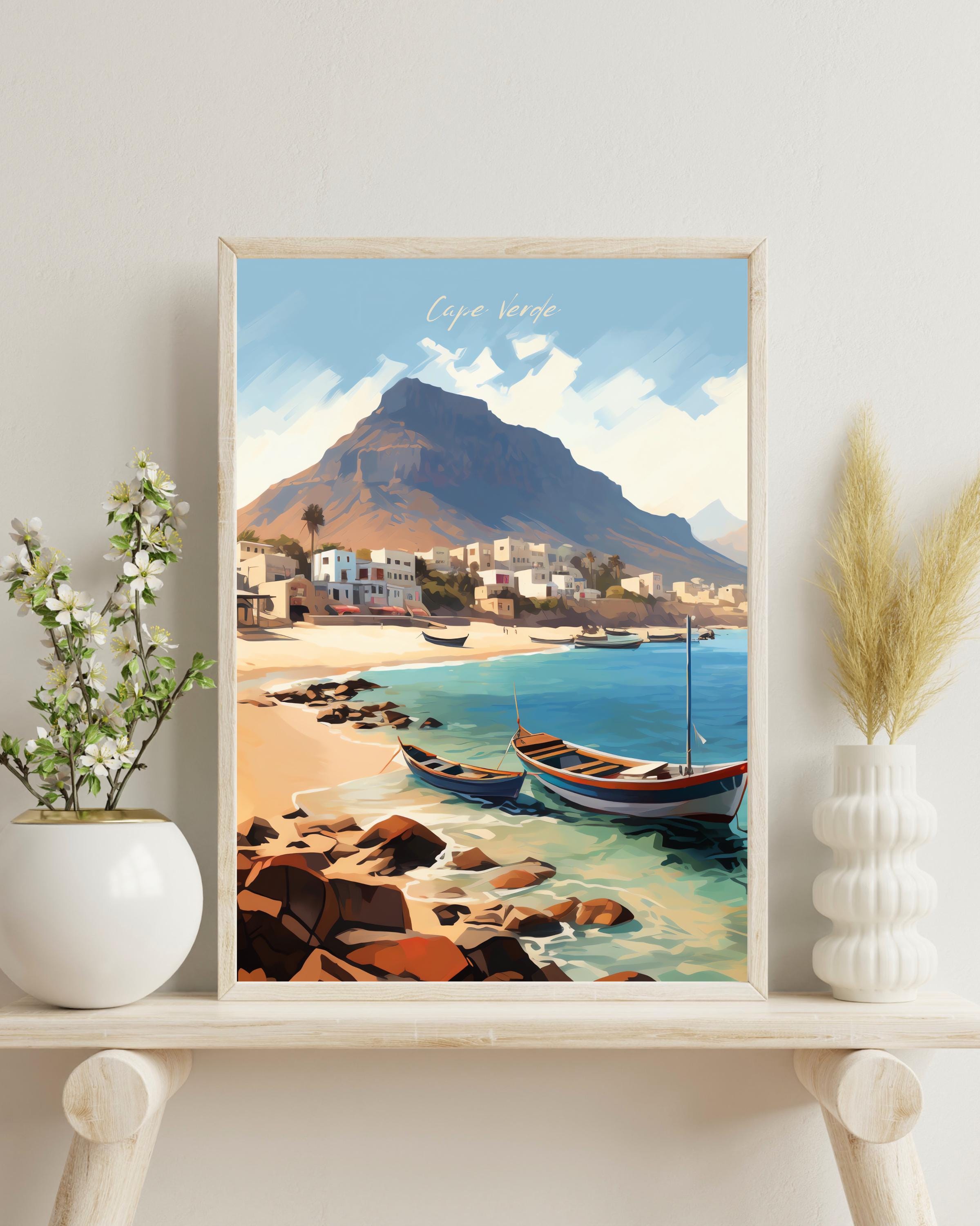 Cape Verde Poster, Cabo Verde Wall Art, Cape Verde Travel Poster, Tropical Art Print, Christmas Gift, Wedding Gift, Africa Art