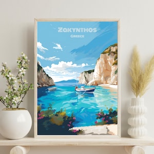 Zakynthos Poster, Zakynthos Travel Print, Greece Travel Gift, Greek Islands Art, Zakynthos Gift, Wedding Gift, Christmas Gift, Wedding Gift