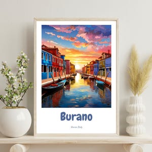 Burano Poster, Burano Colorful Print, Venice travel poster, Venice Travel Art, Venice Print, Italy Travel Art, Christmas Gift, Venice Burano