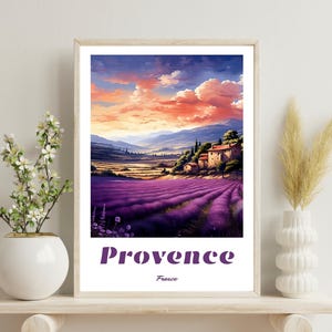 Provence Poster, Provence traditional travel print - France, Provence poster, Christmas Gift, Lavender Field art, French art,Wedding Gift