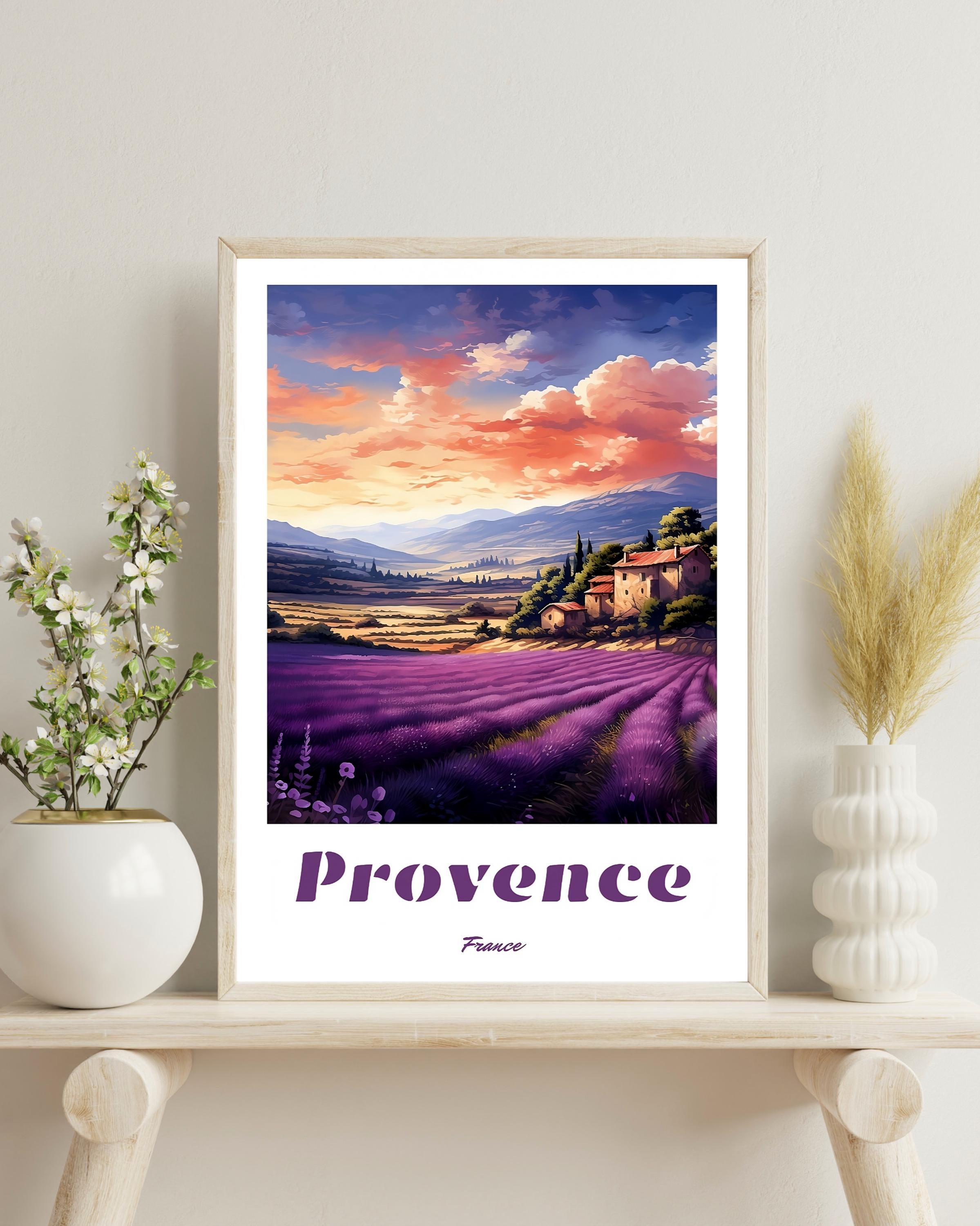 Provence Poster, Provence traditional travel print - France, Provence poster, Christmas Gift, Lavender Field art, French art,Wedding Gift