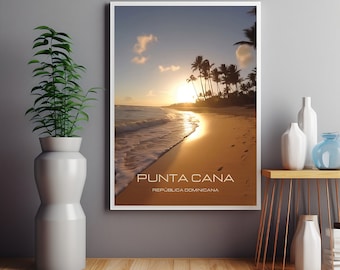 Affiche de Punta Cana, affiche de voyage de Punta Cana, impression de Punta Cana, impression de la République dominicaine, impression d'île tropicale, photo d'île tropicale,