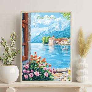 Lake Annecy Poster, Annecy France Travel Print, Lake Annecy France Art, French Lake Art, Lake Annecy Wall Art, Christmas Gift, Annecy Gift