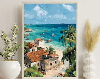 Zanzibar Poster, Zanzibar Ocean Decor, Zanzibar Travel Print, Zanzibar Summer Home Decoration, Gift for Sailors, Christmas Gift,Tanzania Art