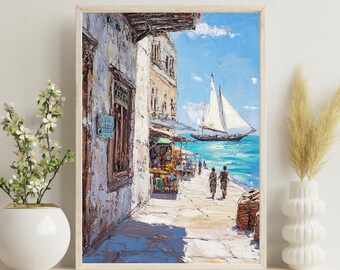 Zanzibar Poster, Zanzibar Ocean Decor, Zanzibar Travel Print, Zanzibar Summer Home Decoration, Gift for Sailors, Christmas Gift,Tanzania Art