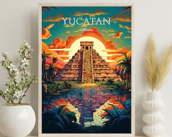 Yucatan Mexiko Poster, Yucatan Mexiko Reise Poster Druck, Mexiko Yucatan Reise Poster Wandkunst, Mexiko Reise Wanddekor, Geburtstagsgeschenk