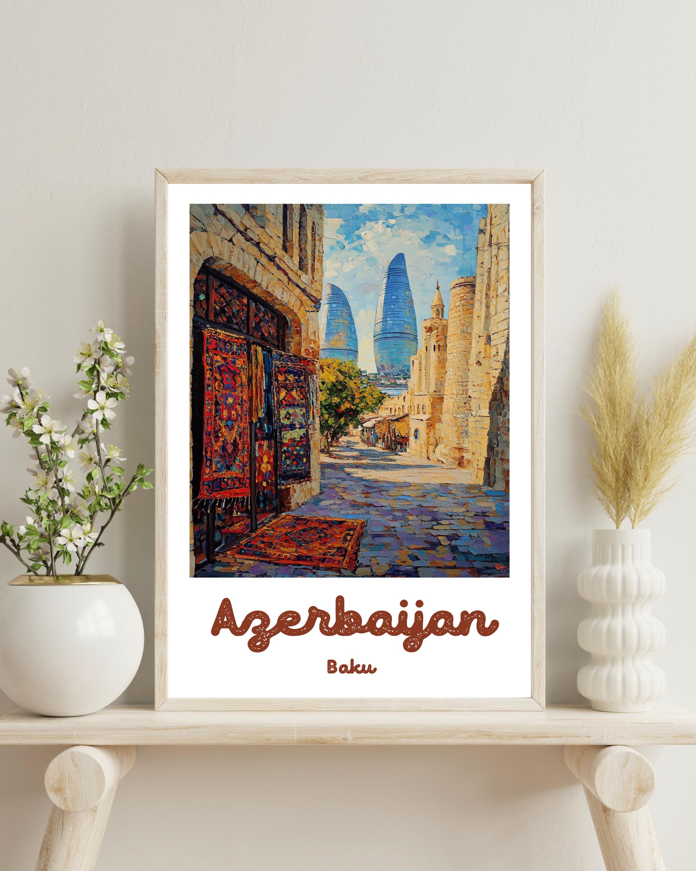 Bakubakuページ Baku Azerbaijan Poster, Baku Travel Print, Baku Wall Art