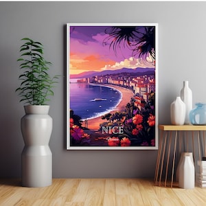Nice Poster, Nice France Travel Print, French Riviera Art, Côte d’Azur traditional travel print, French Art Print, Christmas Gift,