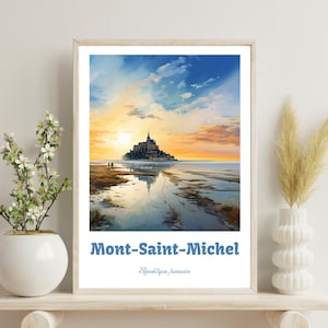 Affiche du Mont-Saint-Michel, impression d'art du Mont-Saint-Michel, Mont Saint-Michel France, cadeau de l'abbaye Saint-Michel, décoration murale du Mont Saint-Michel à suspendre