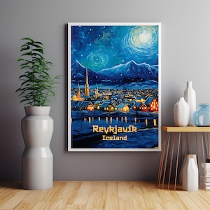Reykjavik iceland Poster, Iceland traditional travel print, Iceland Souvenir, Wedding Gift, Birthday gift, Reykjavík Wall Art,Christmas Gift