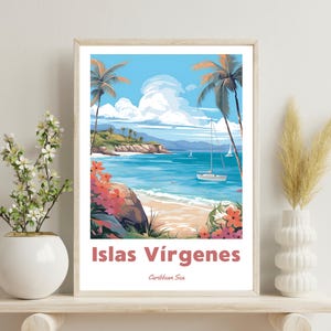 Virgin Islands Poster, Virgin Islands Travel Print, Caribbean Islands Print, Virgin Islands Art, Wedding Gift, Christmas Gift, Caribbean Art