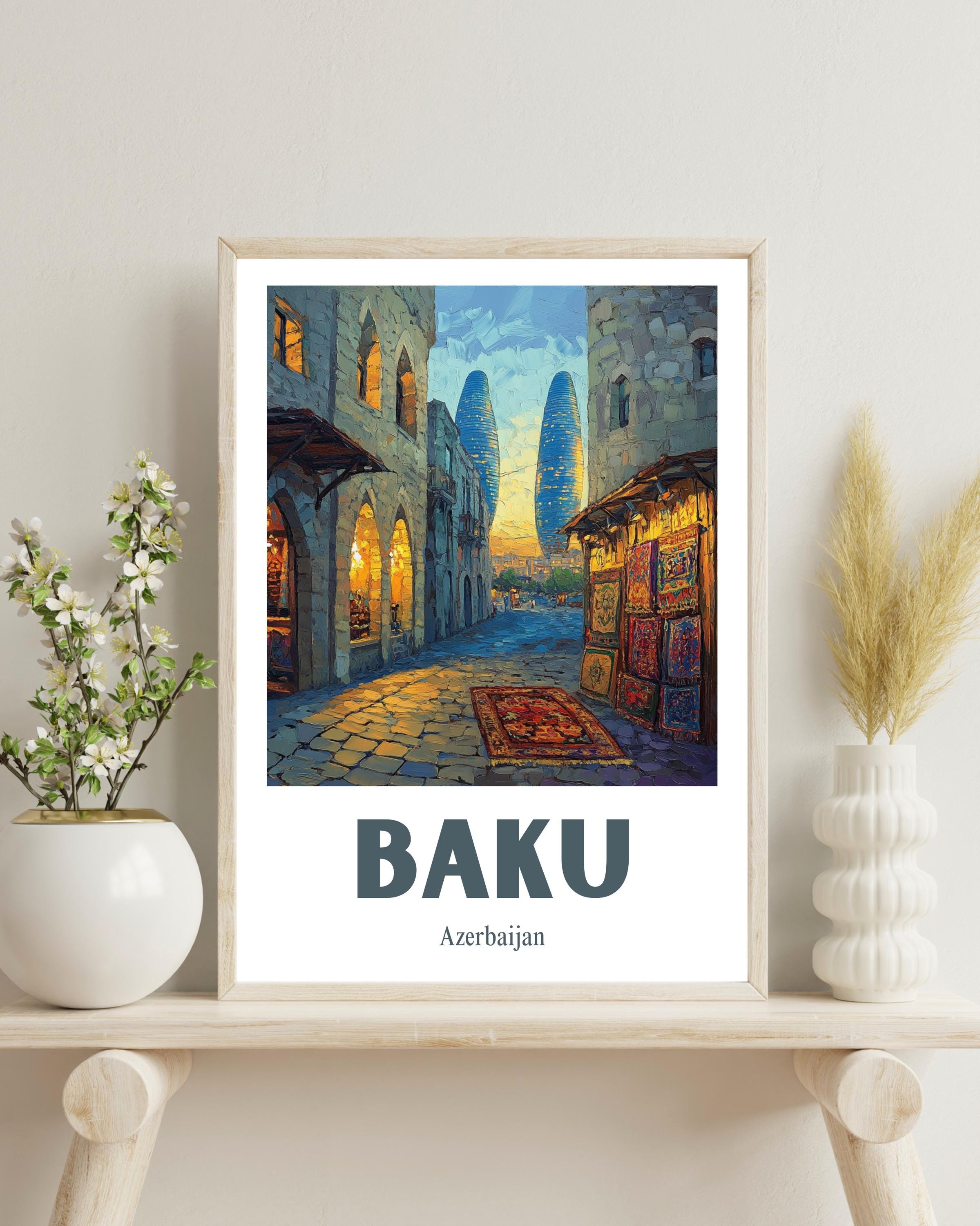 Baku Azerbaijan Poster, Baku Travel Print, Baku Wall Art
