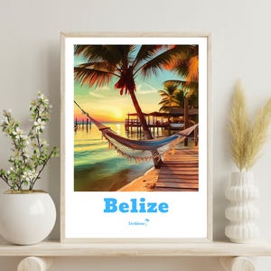 Belize Print, Belize Poster, Belize Wall Art,Caribbean Poster,Belize traditional travel print, Wedding gift,Belize Travel Art, Caribbean Art