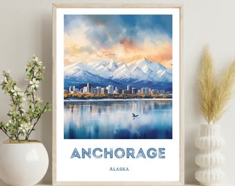 Anchorage Alaska poster, Anchorage print, Anchorage Alaska reizen print, Anchorage kunst print, Alaska print, Anchorage decor, kerstcadeau