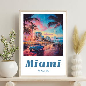 Miami Poster, Gift for Miami Lovers, Miami Travel Print, Miami Wall Art, Florida Art Print, Miami Unique Art Gift, Christmas Gift