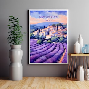 Provence France, Provence traditional travel print - France, Provence poster, France travel art, Lavender Field art, French art,Wedding Gift