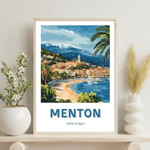 Menton France Poster, Menton Travel Print, Menton Wall Hanging Home Décor, France Art Lover Gift, French Riviera Print, Christmas Gift