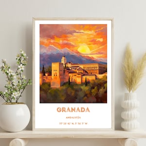 Granada Poster, Andalusia Travel Print, Spain Poster, Granada Print, Alhambra Poster, Alhambra Print, Travel Decor Spain, Christmas Gift