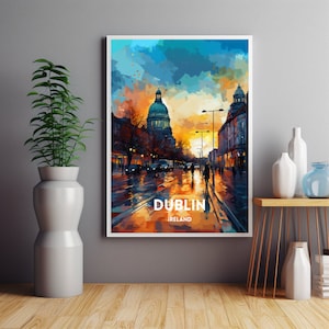Dublin Print, Dublin Poster, Dublin Wall Art, Ireland Travel Poster Print, Irish Wall Art, Wedding gift, Birthday gift, Christmas Gift