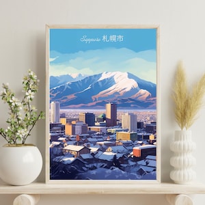 Póster de Sapporo, impresión de viaje de Sapporo, regalo de viaje a Japón, arte de viaje a Japón, regalo de boda, regalo de cumpleaños, decoración de pared, regalo de Navidad