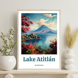 Lake Atitlan Poster, Guatemala Travel Poster, Lake Atitlán Travel Print, Guatemala Wall Art, Wedding Gift, Birthday Gift, Lake Atitlan Art