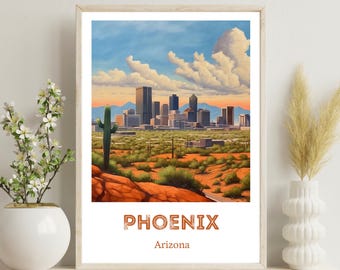 Phoenix Arizona Poster, Phoenix Arizona Travel Print,  Phoenix Wall Art, Phoenix Poster, Usa print, Arizona Poster, Christmas Gift, Arizona