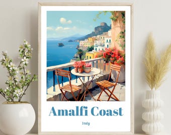 Poster Costiera Amalfitana, Stampa di viaggio Costiera Amalfitana, Arte murale Costa d'Amalfi Italia, Arte regalo Amalfi, Stampa di viaggio Italia, Regalo di nozze, Regalo Italia