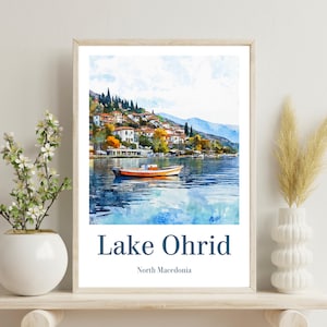 Lake Ohrid Poster, Lake Ohrid Wall Art, Lake Ohrid Print, Ohrid Travel Poster, Ohrid Wall Decor, Ohrid Art , Macedonia Art Print, Lake Art
