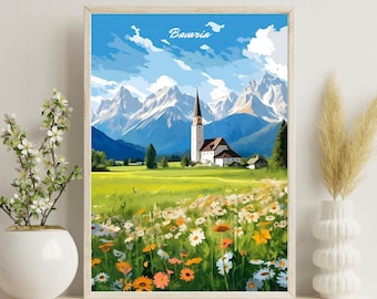 Bavaria Poster, Bavaria Print, Garmisch-Partenkirchen Travel Print, Zugspitze Print, Garmisch-Partenkirchen Gift Art, Bavaria Christmas Gift