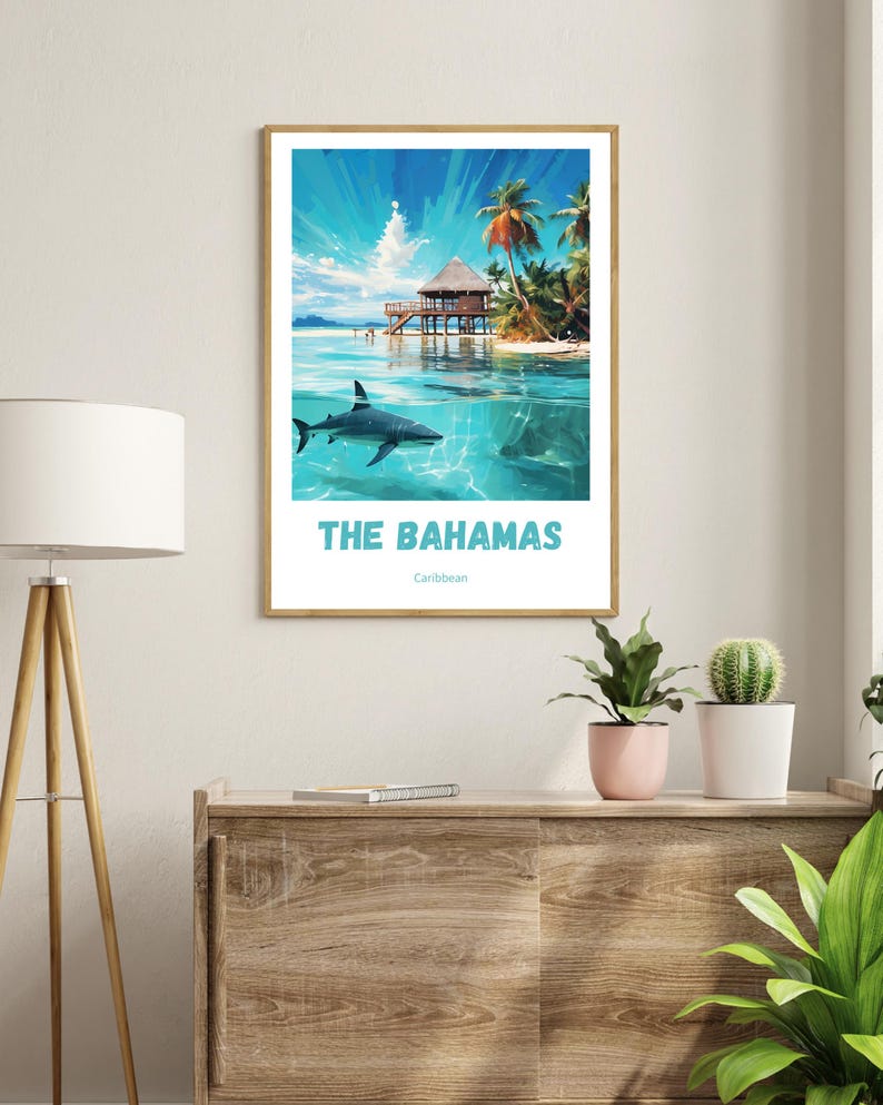 Exuma Poster Bahamas Poster, the Bahamas Travel Print, Caribbean Travel Wall Art ...
