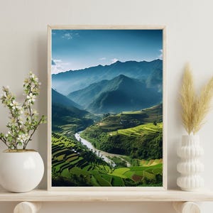 Yen Bai Poster, Vietnam Terraced Rice Fields, Mu Cang Chai, Vietnam Travel Art, Vietnam Print, Rice Fields, Rice Field Landscape, Nghia Lo