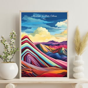 Cusco Peru Poster, Rainbow Mountain Print, Cusco Travel Print, Peru Travel Art, Pitumarca Print, Wedding Gift, Birthday Gift, Christmas Gift