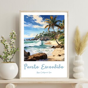 Puerto Escondido Poster, Puerto Escondido Wall Art, Mexico Art Print, Mexico Poster, Mexico Landscape Wall Art, Wedding Gift, Birthday Gift