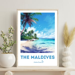 Maldives Poster,  Maldives Travel Print, Maldives Christmas Gift, Maldives Travel Poster, Maldives Honeymoon Anniversary Gift, Wedding gift