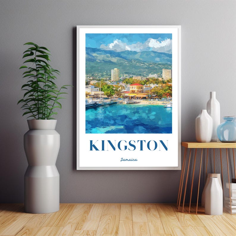 Kingston Jamaica Art Poster, Kingston Jamaica Travel Wall Art