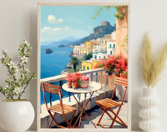 Poster Costiera Amalfitana, Stampa di viaggio Costiera Amalfitana, Arte murale Costa d'Amalfi Italia, Arte regalo Amalfi, Stampa di viaggio Italia, Regalo di nozze, Regalo Italia