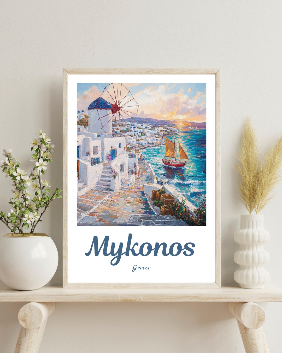 ミコノス ポスター、ミコノス トラベル プリント、ミコノス ウォール