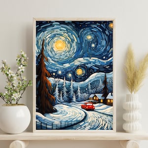 Van Gogh inspiriertes Kunstposter, Van Gogh inspirierter Winterdruck, Van Gogh inspirierter Weihnachtsdruck, Winterkunst, Weihnachtsgeschenk, Hochzeitsgeschenk