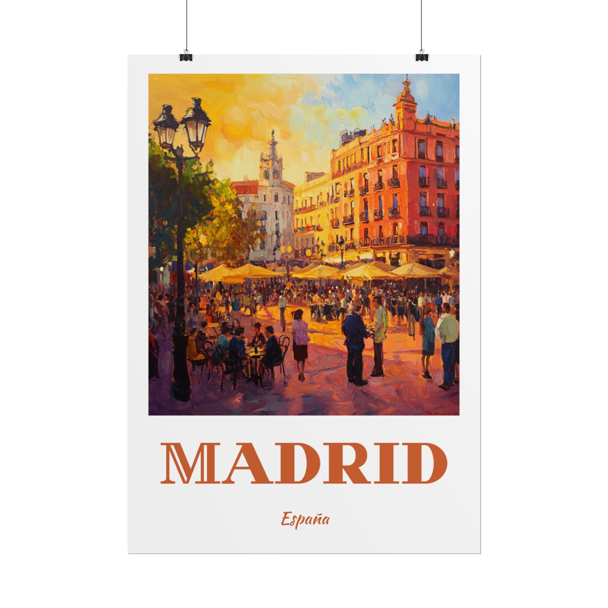笹倉鉄平】「マヨール広場」ポスター スペイン・マドリード 夜 額縁